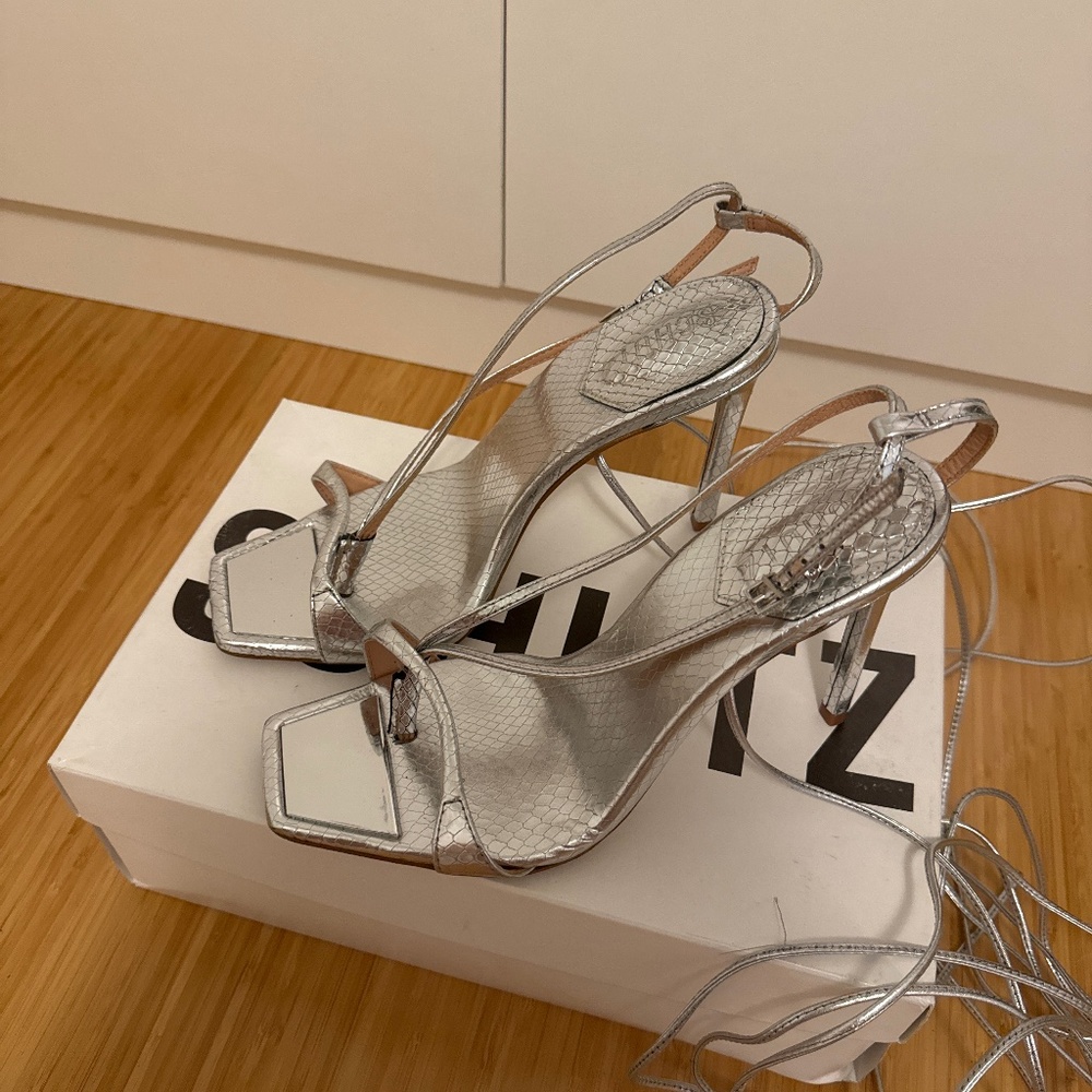 Silver Schutz Heels